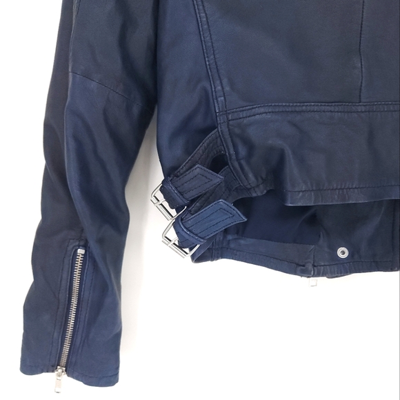 Club Monaco Lamb Leather Moto Jacket Women's Small - Picture 3 of 13